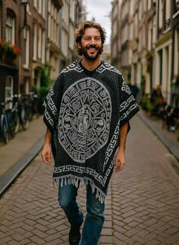 Gamboa Reversible Mexican Ponchos for Men and Women Sarape Pancho Men Sarapes Mexicanos Costume Outfit in Kuwait