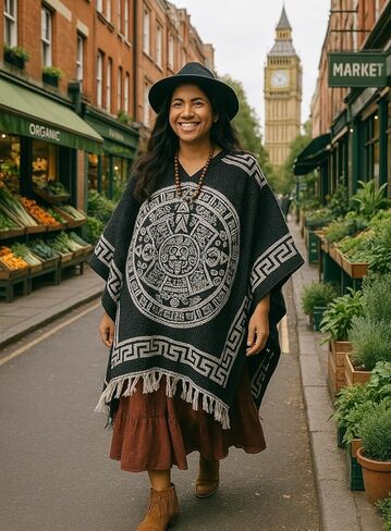 Gamboa Reversible Mexican Ponchos for Men and Women Sarape Pancho Men Sarapes Mexicanos Costume Outfit in Kuwait