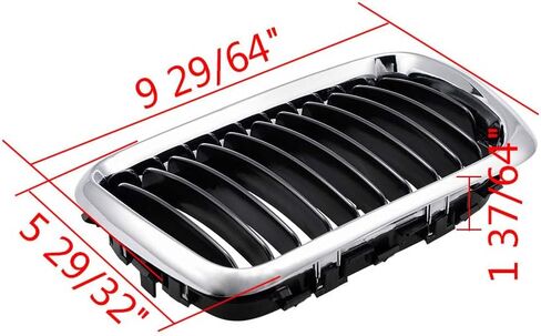 Front Bumper Kidney Grille for 1997 1998 1999 BMW E36 M3 3 Series 318i 323i (Chrome, Single Slat) in Saudi Arabia