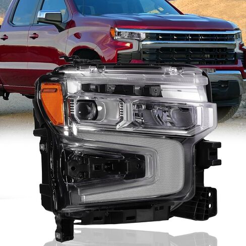 مصباح أمامي Zhaoyang LED متوافق مع Chevy شيفروليه سيلفرادو 1500 2022 2023 2024 مجموعة المصابيح الأمامية بديلة لعدسة شفافة (جانب الركاب الأيمن) in Kuwait