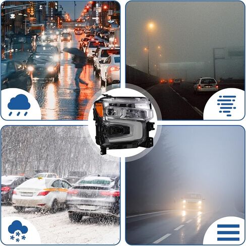 مصباح أمامي Zhaoyang LED متوافق مع Chevy شيفروليه سيلفرادو 1500 2022 2023 2024 مجموعة المصابيح الأمامية بديلة لعدسة شفافة (جانب الركاب الأيمن) in Kuwait