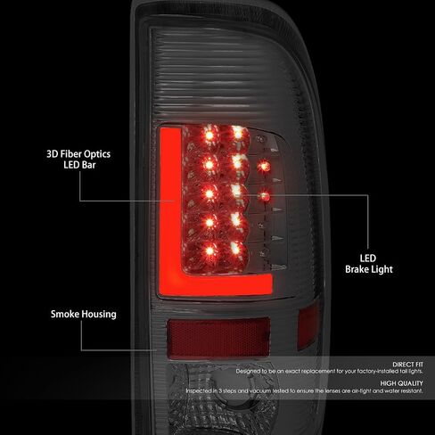 DNA MOTORING TL-F15097-LED-3D-CH-SM LED ثلاثي الأبعاد للسائق وجانب الركاب [متوافق مع 99-07 Ford F-250 F350 F-450 F-550 / 97-03 F-150 / 2004 F-150 Heritage / 97-99 F-250] in Saudi Arabia
