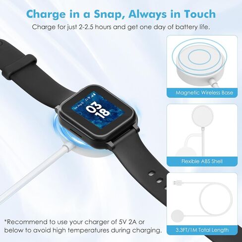 MoKo Charger Compatible with Gabb Watch 3, Portable Magnetic Charger Dock with 3.3 ft/1 m USB Charging Cable for Gabb Watch 3, Black in Saudi Arabia