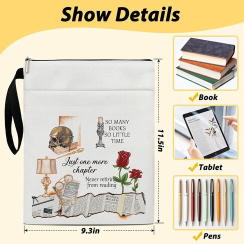 Coffee Book Sleeve, Book Lovers Gifts Book Pouch Book Sleeve with Zipper and Front Pocket Reader Gifts Birthday Gifts for Adult Teen Teacher -05 in Saudi Arabia