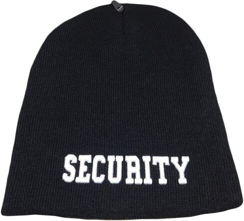 Security Embroidered Black with White Letters Winter Beanie Sock Cap Hat in Saudi Arabia