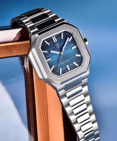 Pagani Design Luxury Octagonal Watch with Sapphire Glass, 37mm Stainless Steel Case, Japanese Movement, Blue/Turquoise/Green/White Dial Options in Saudi Arabia