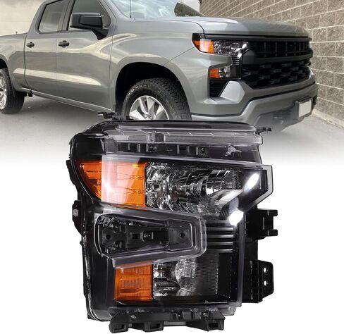 مصباح أمامي Zhaoyang LED متوافق مع Chevy شيفروليه سيلفرادو 1500 2022 2023 2024 مجموعة المصابيح الأمامية بديلة لعدسة شفافة (جانب الركاب الأيمن) in Kuwait