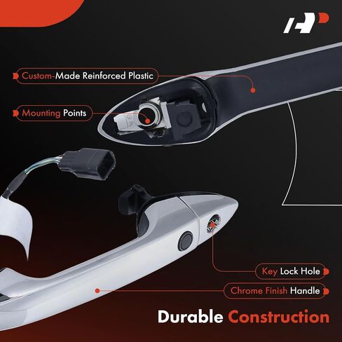 A-Premium Front Left Driver Side Exterior Door Handle with Keyhole Compatible with Honda Accord 2013-2017, Pilot 2015-2021, with Smart Key Entry, Chrome, Replace# 72184-T2A-G21 in Saudi Arabia