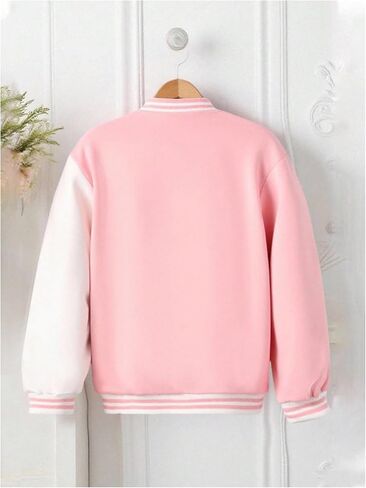 Girl's 3D Floral Bomber Jackets Long Sleeve Button Down Baseball Jacket Coat in Saudi Arabia