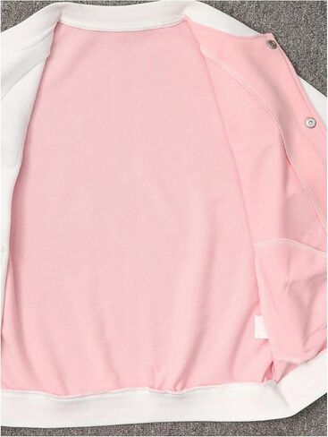 Girl's 3D Floral Bomber Jackets Long Sleeve Button Down Baseball Jacket Coat in Saudi Arabia