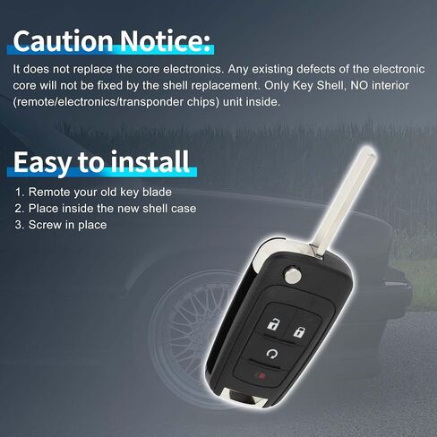 X AUTOHAUX Key Shell Case Keyless Entry Remote Key Fob Replacement Case for Chevrolet Equinox 2010-2017 for Chevrolet Sonic 2012-2017 4 Buttons OHT01060512 in Saudi Arabia