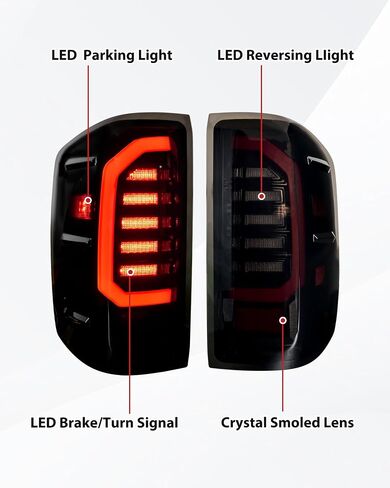 مصابيح خلفية LED لملحقات Chevy Silverado 1500 2500HD 3500HD 2014-2018 GMC Sierra 3500HD 2015-2019، ترقية مصابيح LED الكاملة لإيقاف الفرامل بعدسة مدخنة (قطعتان) in Saudi Arabia