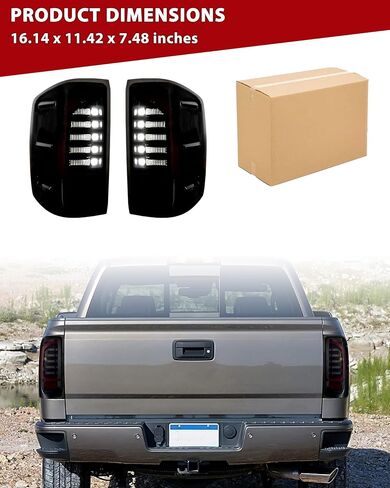 مصابيح خلفية LED لملحقات Chevy Silverado 1500 2500HD 3500HD 2014-2018 GMC Sierra 3500HD 2015-2019، ترقية مصابيح LED الكاملة لإيقاف الفرامل بعدسة مدخنة (قطعتان) in Saudi Arabia