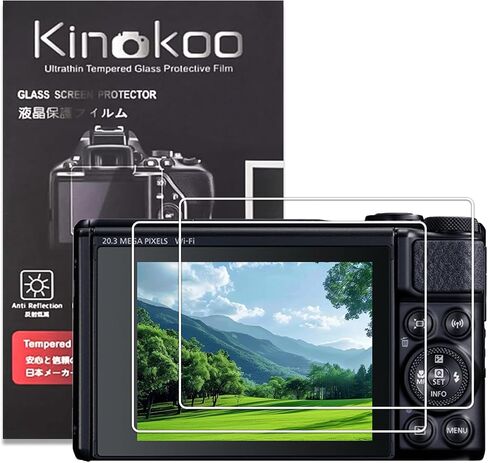 طبقة من الزجاج المقسى من kinokoo لكاميرا Canon PowerShot SX60 HS/SX70 HS طبقة شفافة كريستالية Canon SX60 SX70 واقي شاشة خالٍ من الفقاعات/مضاد للخدش (عبوتان) in Kuwait