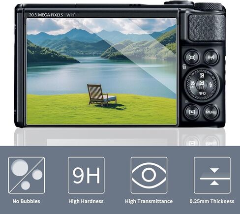 طبقة من الزجاج المقسى من kinokoo لكاميرا Canon PowerShot SX60 HS/SX70 HS طبقة شفافة كريستالية Canon SX60 SX70 واقي شاشة خالٍ من الفقاعات/مضاد للخدش (عبوتان) in Kuwait