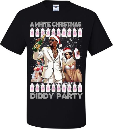 wild custom apparel A White Christmas Diddy Party Ugly Christmas T-Shirts in Saudi Arabia