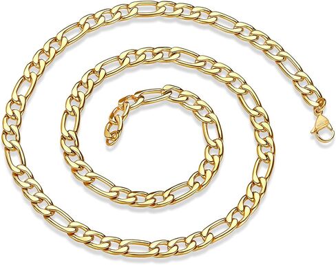 Invicta Jewelry Men's Polished Figaro Chain Stainless Steel Necklace (8mm) - 24" in Saudi Arabia