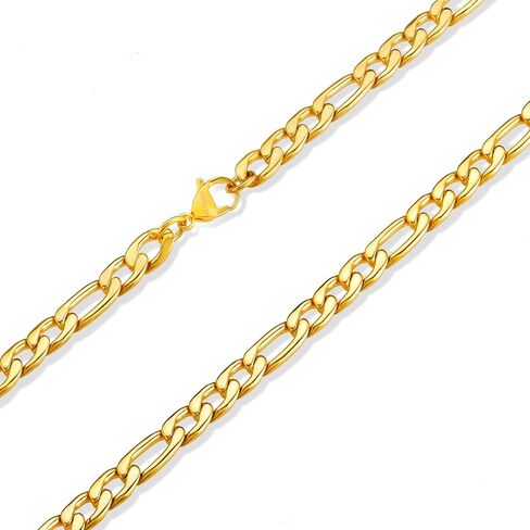 Invicta Jewelry Men's Polished Figaro Chain Stainless Steel Necklace (8mm) - 24" in Saudi Arabia