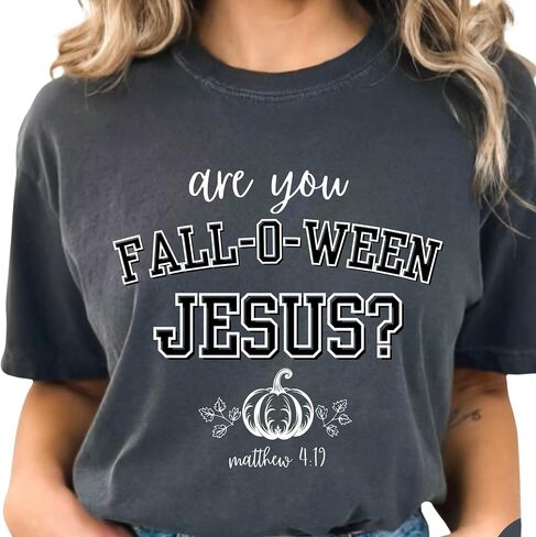 قميص RIVER BOUTIQUE Comfort Colors® Christian Halloween، هل أنت قميص Fall-O-Ween Jesus، قميص ديني للخريف، مضحك للهالوين المسيحي على شكل قرع، يسوع، تي شيرت Fall-O-Ween Jesus Christian، قميص ديني للخريف القديم، هل أنت Fall-O-Ween Jesus، نسائي Ch in Kuwait