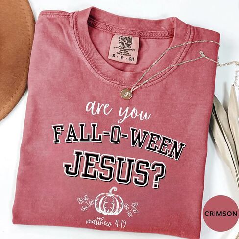 قميص RIVER BOUTIQUE Comfort Colors® Christian Halloween، هل أنت قميص Fall-O-Ween Jesus، قميص ديني للخريف، مضحك للهالوين المسيحي على شكل قرع، يسوع، تي شيرت Fall-O-Ween Jesus Christian، قميص ديني للخريف القديم، هل أنت Fall-O-Ween Jesus، نسائي Ch in Kuwait