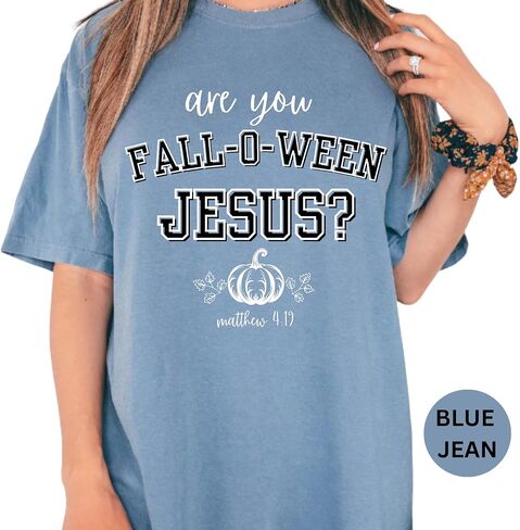 قميص RIVER BOUTIQUE Comfort Colors® Christian Halloween، هل أنت قميص Fall-O-Ween Jesus، قميص ديني للخريف، مضحك للهالوين المسيحي على شكل قرع، يسوع، تي شيرت Fall-O-Ween Jesus Christian، قميص ديني للخريف القديم، هل أنت Fall-O-Ween Jesus، نسائي Ch in Kuwait