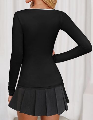 MEROKEETY Long Sleeve T Shirts for Women 2025 Trendy Cut Out Boat Neck Y2k Slim Fit Casual Going Out Tops in Saudi Arabia