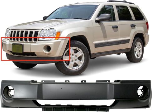 FitParts Compatible With Front Bumper Cover 2005-2007 Jeep Grand Cherokee Laredo Limited Premium Overland 05-07. New, Primed and Ready for Paint. With Fog Light Holes. CH1000451 5159130AA in Saudi Arabia