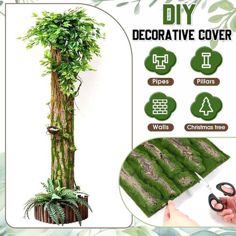لحاء الطحلب الاصطناعي 11.8 × 11.8 بوصة لحاء نباتات الأشجار DIY لتزيين شجرة طوق المجاري أنابيب المياه غطاء عمود ديكور جدار الحديقة الداخلي in Kuwait