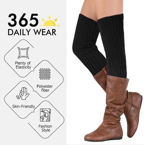 XEPST 2 Pairs Leg Warmers for Women, High Boot Cuffs Knitted Boot Topper Warmers Over Knee Footless Socks for Winter Warmer in Saudi Arabia