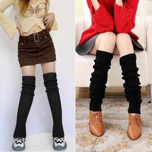XEPST 2 Pairs Leg Warmers for Women, High Boot Cuffs Knitted Boot Topper Warmers Over Knee Footless Socks for Winter Warmer in Saudi Arabia