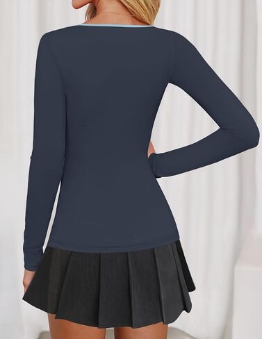 MEROKEETY Long Sleeve T Shirts for Women 2025 Trendy Cut Out Boat Neck Y2k Slim Fit Casual Going Out Tops in Saudi Arabia