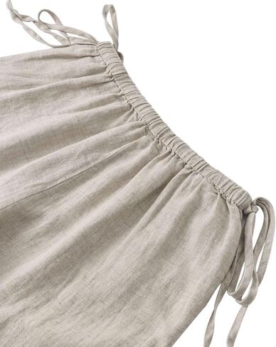 Amazhiyu Women's 100% Linen Pants Summer Casual Wide-Leg Lounge Palazzo Pockets in Saudi Arabia
