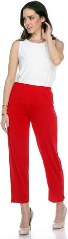 Jostar Women's Elastic Waist Pants – Pull On Stretch Ankle Length Basic Trouser in Saudi Arabia