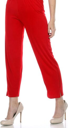 Jostar Women's Elastic Waist Pants – Pull On Stretch Ankle Length Basic Trouser in Saudi Arabia