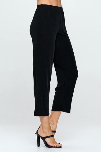 Jostar Women's Elastic Waist Pants – Pull On Stretch Ankle Length Basic Trouser in Saudi Arabia