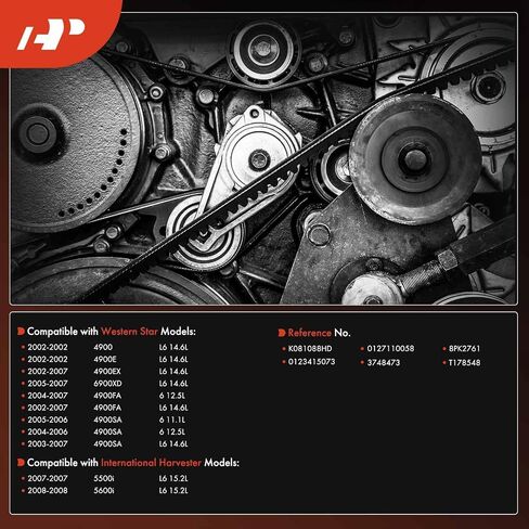 A-Premium Heavy-Duty Serpentine Drive Belt Compatible with International Harvester 5500i, 5600i & Western Star 4900, 4900E, 4900EX, 4900FA, 4900SA, 6900XD, 6 11.1L 12.5L, L6 14.6L 15.2L in Saudi Arabia