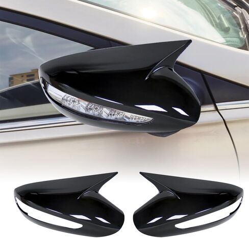 أغطية مرايا جانبية لسيارة Hyundai 9th Gen Sonata 2015 2016 2017 2018 2019 ملحقات غطاء مرآة جانبية لبوق الثور غطاء مرآة الرؤية الخلفية للباب الجانبي ديكور خارجي (مع إشارة الانعطاف، ألياف الكربون) in Kuwait