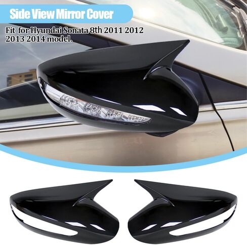 أغطية مرايا جانبية لسيارة Hyundai 9th Gen Sonata 2015 2016 2017 2018 2019 ملحقات غطاء مرآة جانبية لبوق الثور غطاء مرآة الرؤية الخلفية للباب الجانبي ديكور خارجي (مع إشارة الانعطاف، ألياف الكربون) in Kuwait