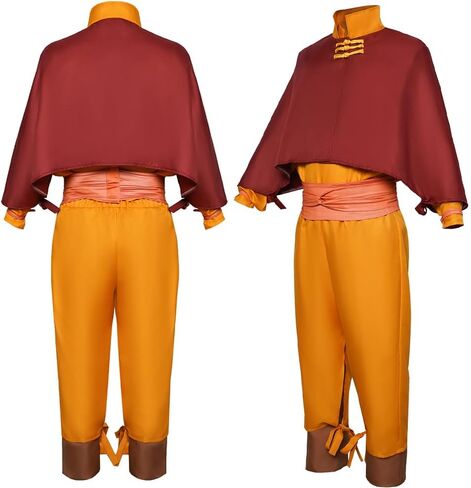 زي أنيمي Aang للبالغين زي Aang الأصفر مجموعة كاملة من بدلة الهالوين in Saudi Arabia