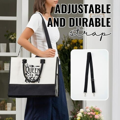 InnoBeta Chef Gifts for Women, Queen of The Kitchen, Canvas Tote Bag for Mom, Grandma, Bag with Top Zipper Closure and Shoulder Strap for Birthday in Saudi Arabia