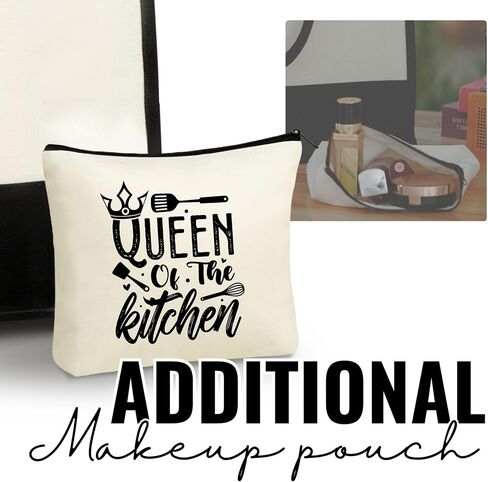 InnoBeta Chef Gifts for Women, Queen of The Kitchen, Canvas Tote Bag for Mom, Grandma, Bag with Top Zipper Closure and Shoulder Strap for Birthday in Saudi Arabia