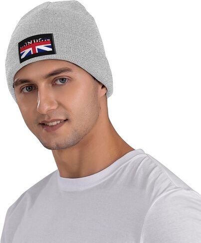 London British Flag Winter Beanie Hats for Men Women, Warm Cozy Knitted Cuffed Slouchy Skull Cap Ski Hat,Black in Saudi Arabia