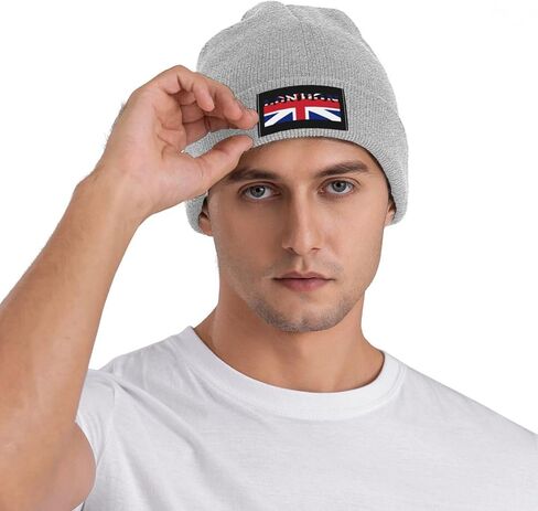 London British Flag Winter Beanie Hats for Men Women, Warm Cozy Knitted Cuffed Slouchy Skull Cap Ski Hat,Black in Saudi Arabia