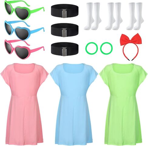 15 Pcs Halloween Adult Costume Accessories, Include Women's Hero Cosplay Tube Dress Heart Sunglasses Socks for Cosplay Party Women Girls in Saudi Arabia