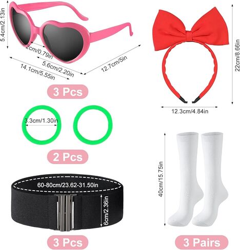 15 Pcs Halloween Adult Costume Accessories, Include Women's Hero Cosplay Tube Dress Heart Sunglasses Socks for Cosplay Party Women Girls in Saudi Arabia