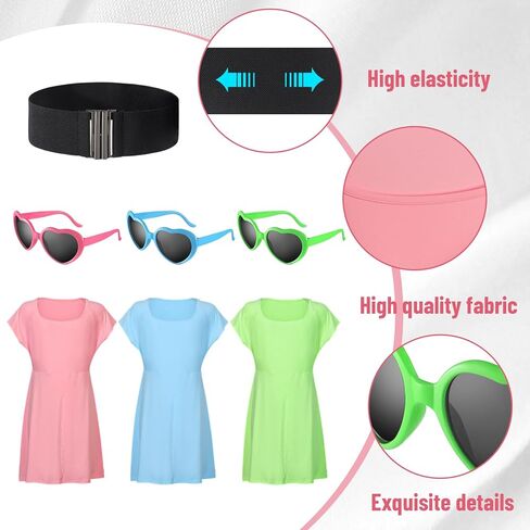 15 Pcs Halloween Adult Costume Accessories, Include Women's Hero Cosplay Tube Dress Heart Sunglasses Socks for Cosplay Party Women Girls in Saudi Arabia