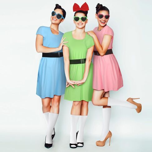 15 Pcs Halloween Adult Costume Accessories, Include Women's Hero Cosplay Tube Dress Heart Sunglasses Socks for Cosplay Party Women Girls in Saudi Arabia
