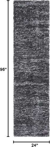 SAFAVIEH Iceland Shag Collection Runner Rug - 2' x 8', Dark Grey & Ivory, Modern Design, Non-Shedding & Easy Care, 2.6-inch Thick Ideal for High Traffic Areas in Living Room, Bedroom (ISG511H) in Saudi Arabia
