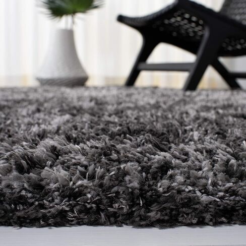 SAFAVIEH Iceland Shag Collection Runner Rug - 2' x 8', Dark Grey & Ivory, Modern Design, Non-Shedding & Easy Care, 2.6-inch Thick Ideal for High Traffic Areas in Living Room, Bedroom (ISG511H) in Saudi Arabia