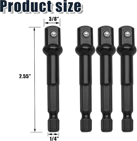 10 Pack 3/8 Inch Square Impact Adapter Bit, Hex Impact Socket Adapter for Drills, Socket Adapter Kit for Impact Driver, Automotive DIY - Black in Saudi Arabia